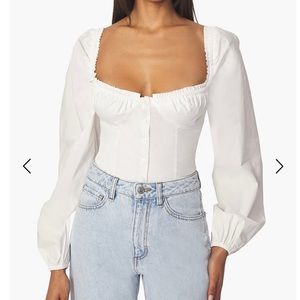 WeWoreWhat ruched cup poplin top
